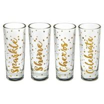 Godinger Liquor Shot Glasses Celebrate Shooters Gold Dotted Design Set of 4