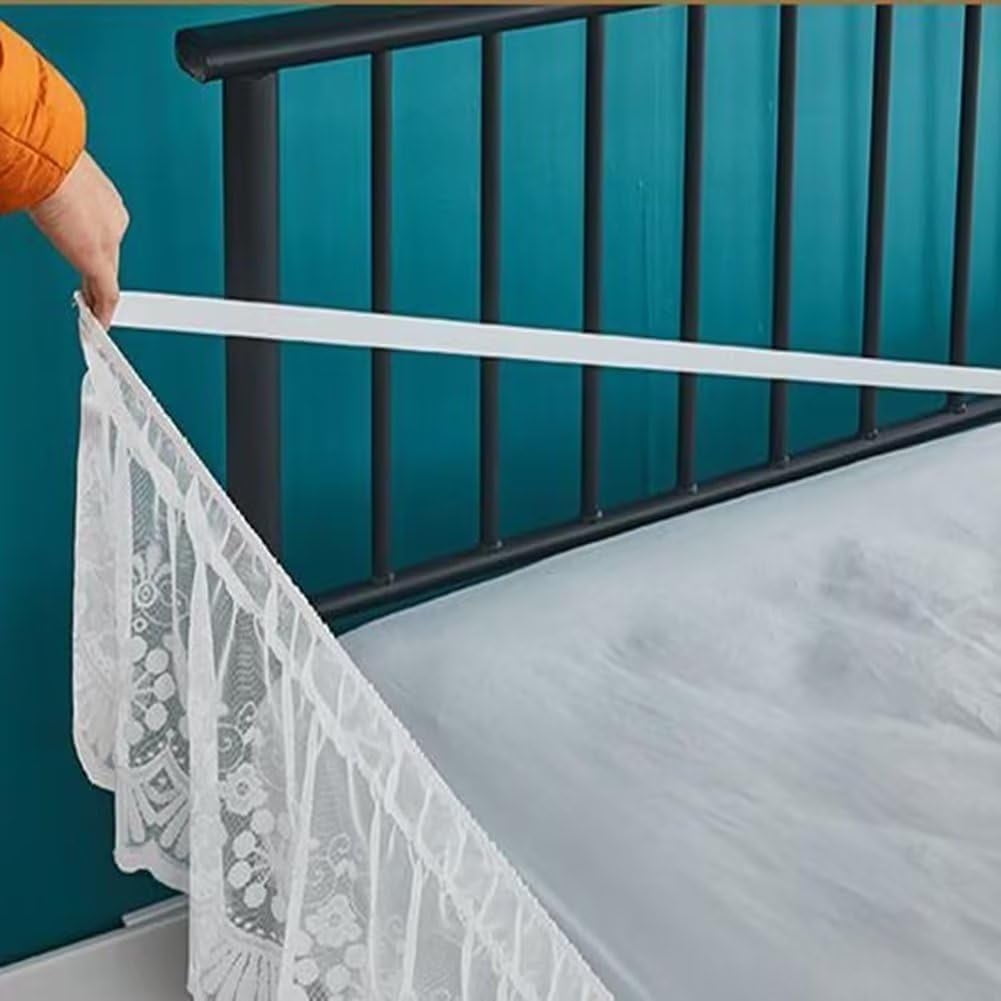 Mictong lace edge elastic bed skirt, easy to cover dust-proof bed skirt, non slip bed cover, skirt style lace thickened all season universal bed cover, 78 * 39 inches, white, 1 piece