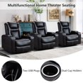 thumbnail image 2 of Bonzy Home Power Electric Recliner Chair Set of 3 with USB Ports and Cup Holders Leather Home Theater Seating, Living Room Chair Black, 2 of 6