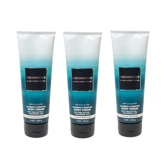 Bath and Body Works Men's Collection FRESHWATER Ultimate Hydration Body Cream 3 pack - 8 oz / 226 g each