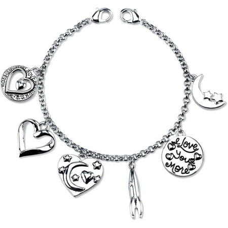 Little Luxuries Stainless Steel Love Charm Link Bracelet, 7.5"