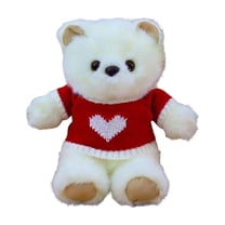 Valentine's Day Gift White Plush Teddy Bear Stuffed Animals Toys Dolls with Blue Heart Sweater Gifts for Women 12in