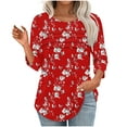 thumbnail image 2 of Jsaierl Womens 3/4 Length Sleeve Tops Casual Crew Neck Shirts Dressy Graphic Petite Blouses Classic Cotton Tunic Top S-2XL, 2 of 6