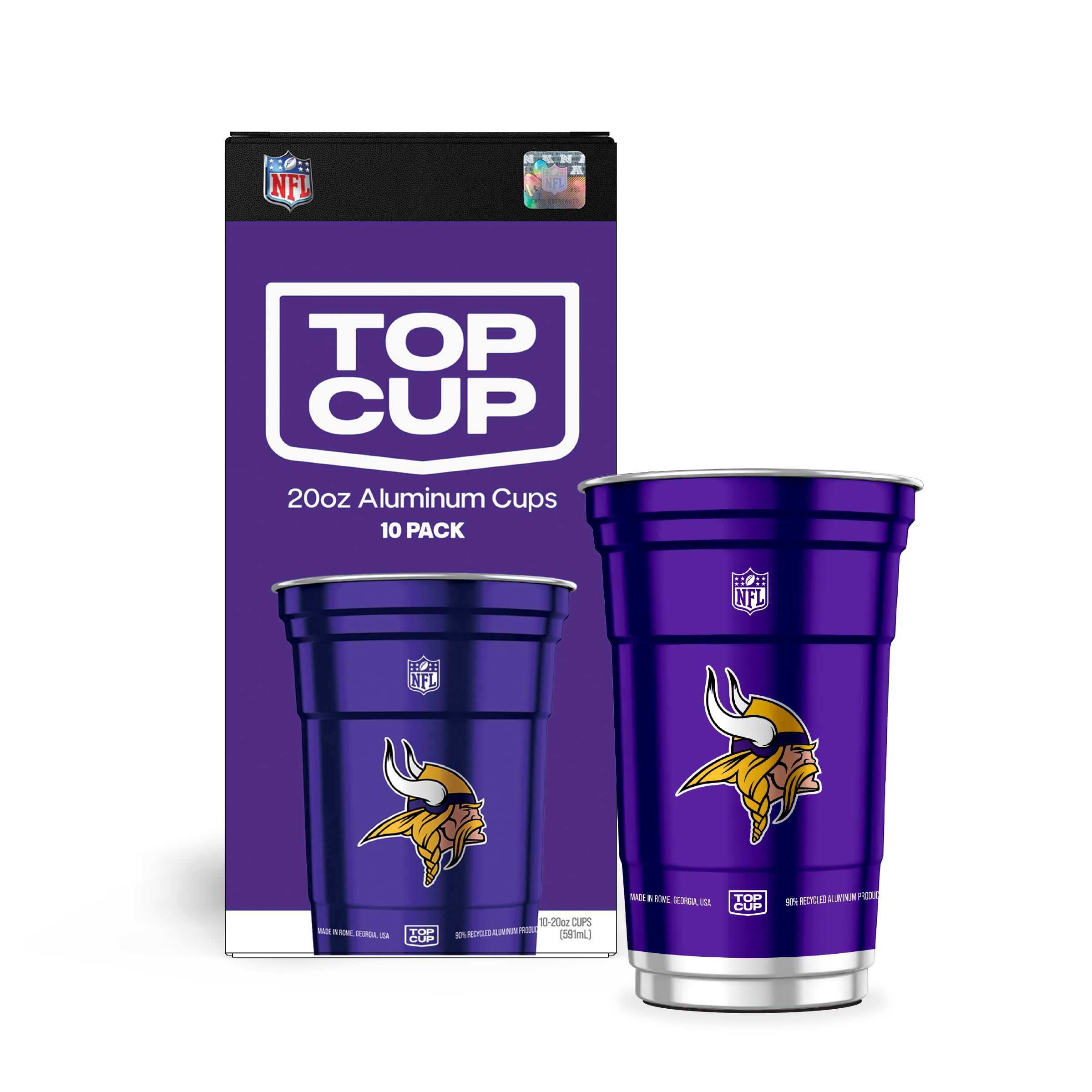 Top Cup NFL Minnesota Vikings Aluminum Party Cups, 20oz, 10 count