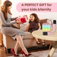 thumbnail image 6 of Mini Karaoke Machine with 2 Wireless Microphones for Kids Adults, Portable Bluetooth Speaker with LED Lights & 4 Magic Voices, Birthday Gifts for Girls Age 4-12(Pink), 6 of 7
