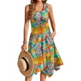 thumbnail image 3 of Fantaslook Floral Tank Dresses for Women Flowy Sleeveless Asymmetrical Hem Dress Beach Sundress with Pockets, 3 of 10