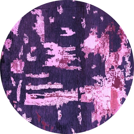 Ahgly Company Indoor Round Oriental Purple Modern Area Rugs, 6' Round