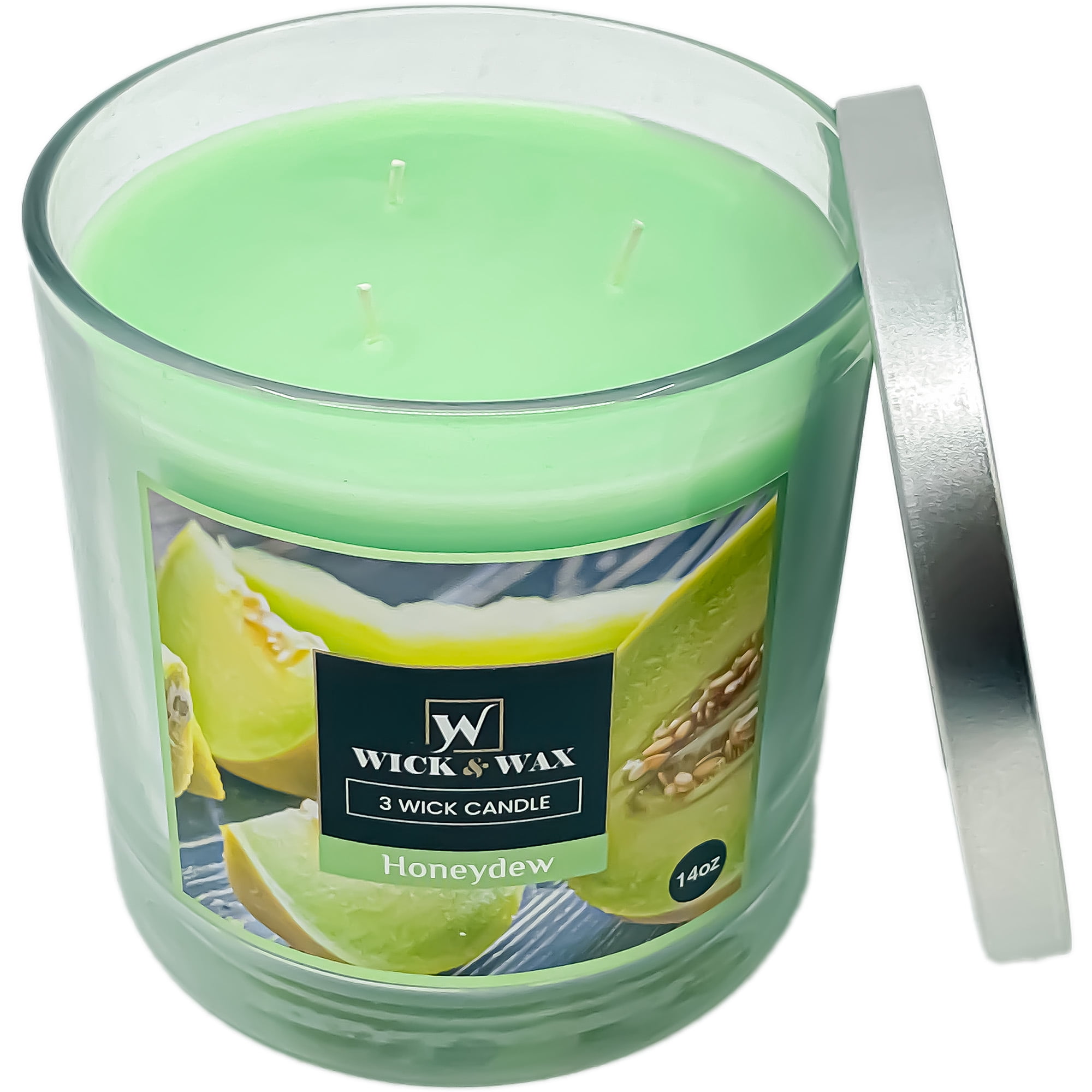 VeZee's 3 Wick 14 oz Honeydew Scented Jar Candles by Wick & Wax, Lift your spirits with the refreshing, pleasant fragrance:2 Jars