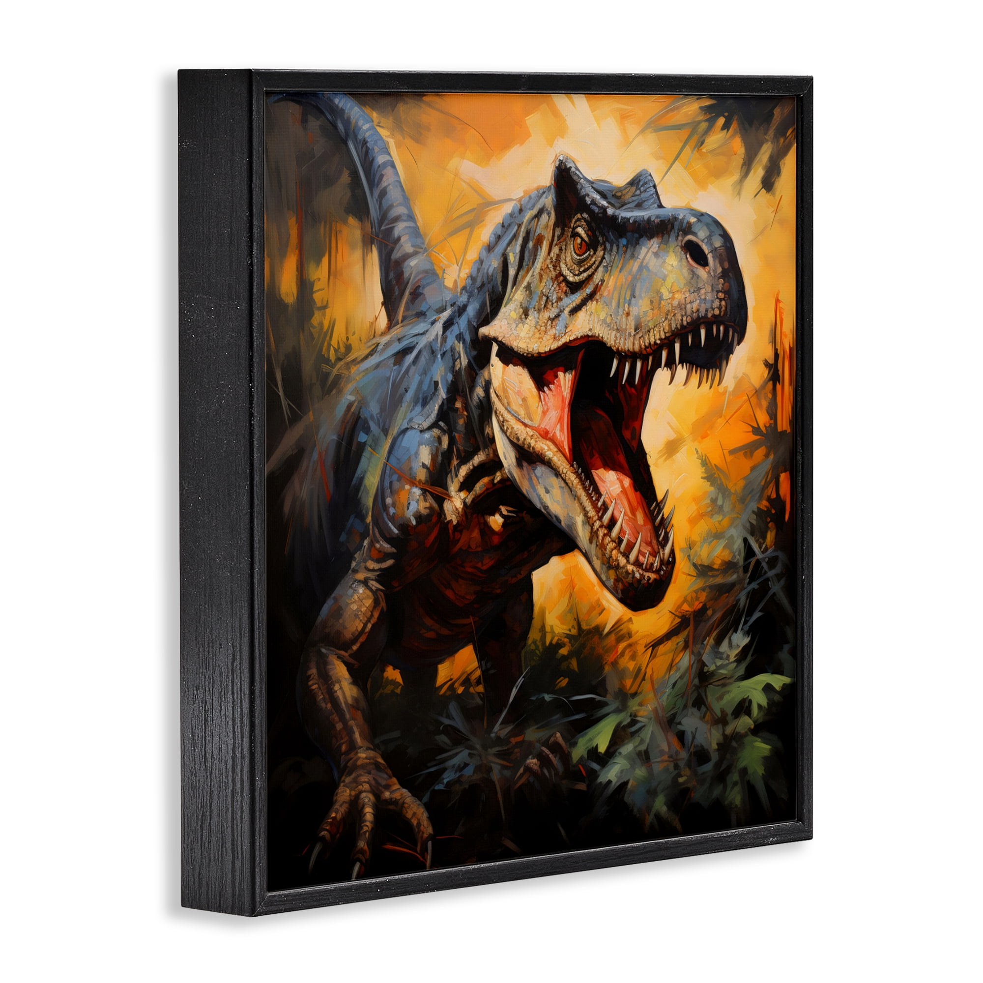 Stupell Industries Angry Dinosaur Roaring Black Framed Giclee Art, design by Creative Studio