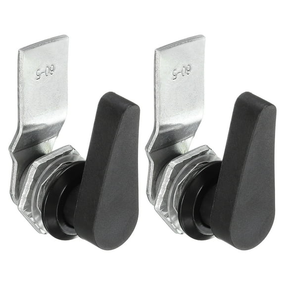 Thumb Operated Offset Cam Lock 5/7" Cylinder Length Aluminum Alloy Handle Swing Knob Turn Lock Black 2 Pack