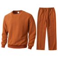 thumbnail image 3 of Mens Sweaters Quarter Zip Pullover Mens Quilted Sweatshirt and Pants Set (Orange XXL), 3 of 8
