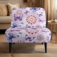 thumbnail image 2 of HELLHERO Butterfly Datura Flower Armless Accent Chair Cover, Dustproof Elastic Bottom Armless Accent Chair Protector for Dining Room Office, 2 of 8