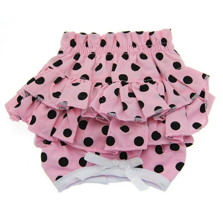 Pink Polka Dot Panties - Polka Dot Ruffles Dog Panties by Doggie Design - Pink and Black - Medium