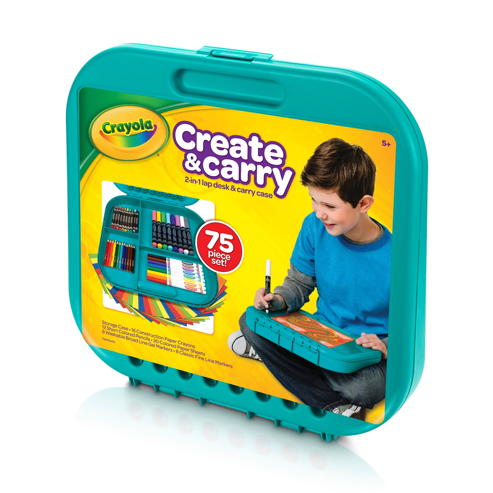 Crayola Create and Carry Art Coloring Set, Child Ages 5+, 75 Pieces