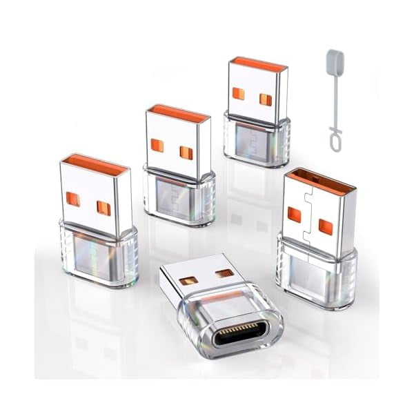 HAYAN USB to USB C Adapter for iPhone 16 Charger 5Pack,USBC Female to A Male OTG Type C Converter for Apple Watch Ultra iWatch 7 8 9 10,iPhone 15 14 13 Plus Pro Max,AirPods,iPad,Car,Samsung S24