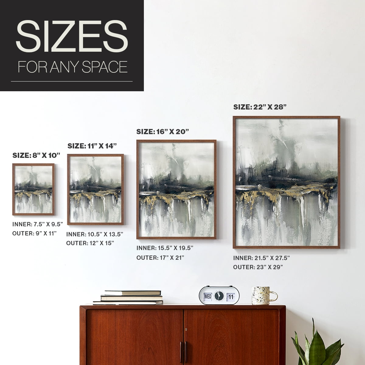 Indyscape and Gold in Brown Solid Wood 8 x 10 Framed Print