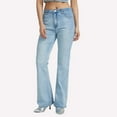thumbnail image 2 of Women Jeans Wide Leg Stretch Mid Rise Flared Denim Trousers Pants for Women Blue L, 2 of 4