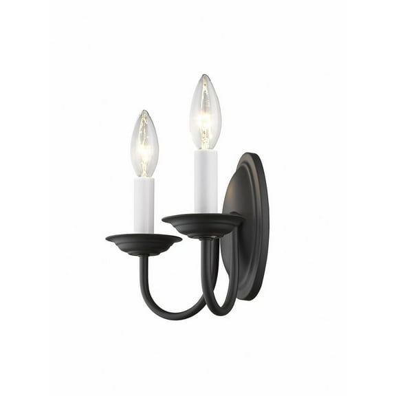 2 Light Farmhouse Steel Candle Wall Sconce-7 inches H By 9.75 inches W-Black Finish Bailey Street Home 218-Bel-731986