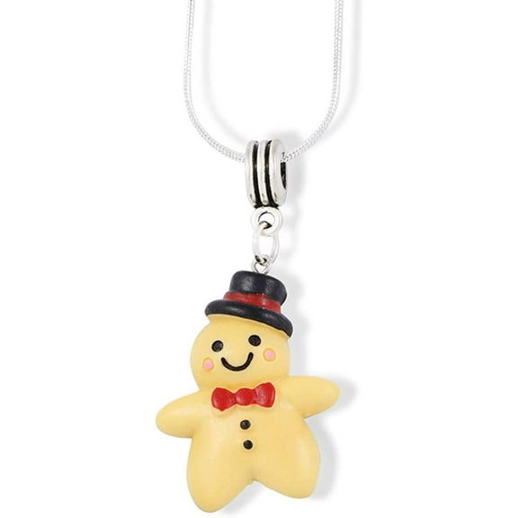 Emerald Park Jewelry Gingerbread Man Plastic Charm Snake Chain Necklace