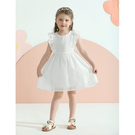 

18m-6T Toddler Baby Girl Ruffle Sleeve Dress Swiss Dot Summer Sundress