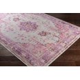 thumbnail image 5 of Hauteloom Laureldale Oriental Living Room, Bedroom, Girl Room Area Rug - Bohemian, Boho Medallion - Vintage Distressed - Low Pile Carpet - Pink, Purple, Grey, Yellow - 6'7" x 8'10", 5 of 14
