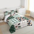 thumbnail image 4 of Manfei Vintage Aztec Boho Full Size Comforter Sets,Rustic Farmhouse Cabin Bedding Comforter Set,Green Patchwork Checkered Bedding Sets For Child,Super Cozy Room Decor Reversible,3 Pieces, 4 of 9