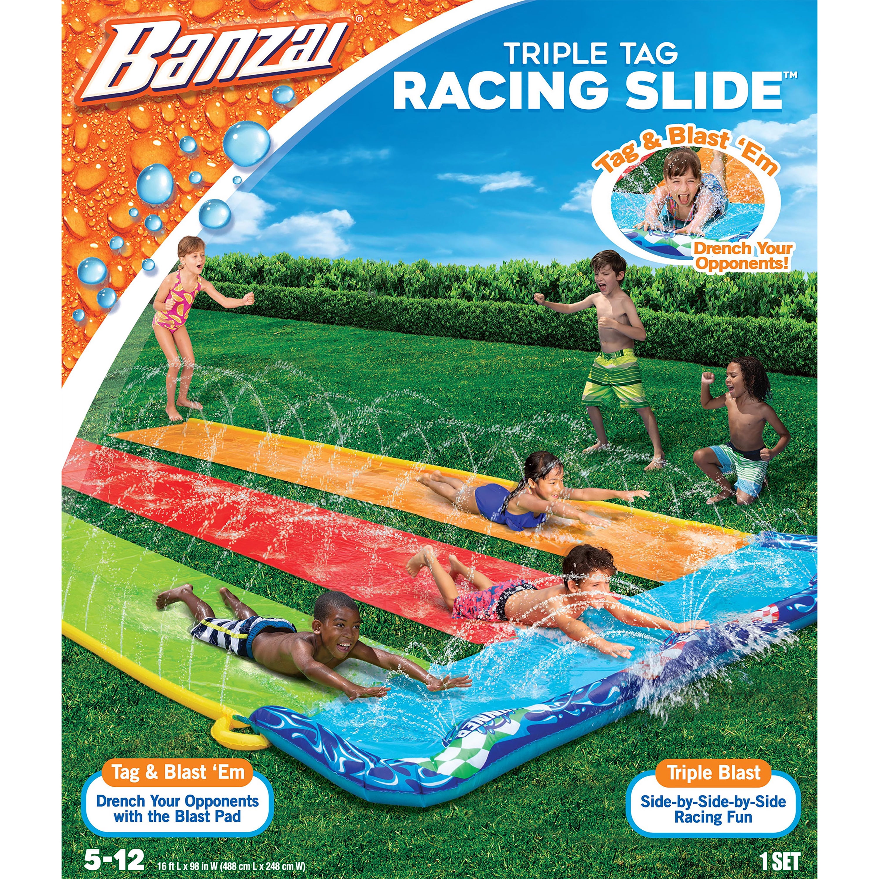 Banzai - 16' Triple Tag Racing Slide - Side-by-Side-by-Side Racing Fun!