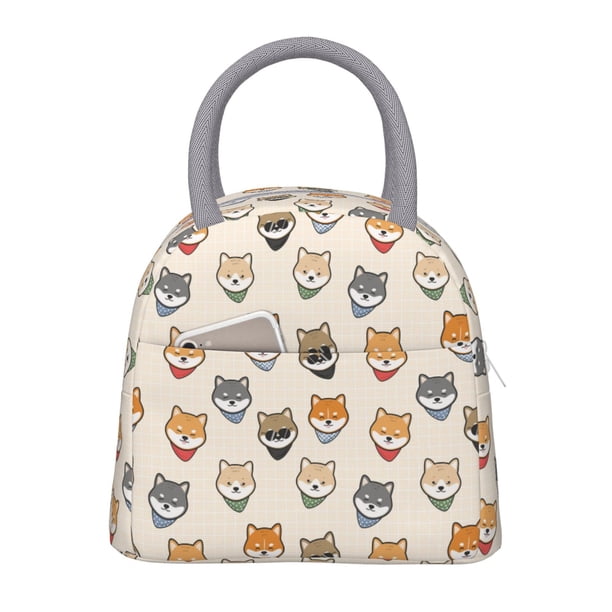 Balery Shiba Head Face Bolsa de Almuerzo para Mujeres, Caja de Almuerzo, Bolsa de Almuerzo Pequeña Impermeable, Tote de Almuerzo Reutilizable con Gran Capacidad
