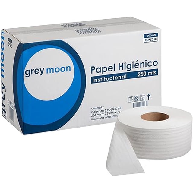 Papel Higiénico Grey Moon Jumbo 6 Rollos De 250 Metros