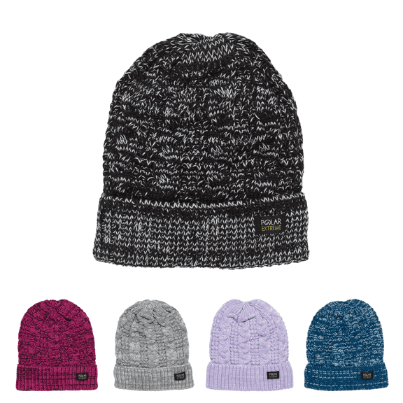 Polar Extreme Heat Women's Sherpa Lined Knit Hat, Black