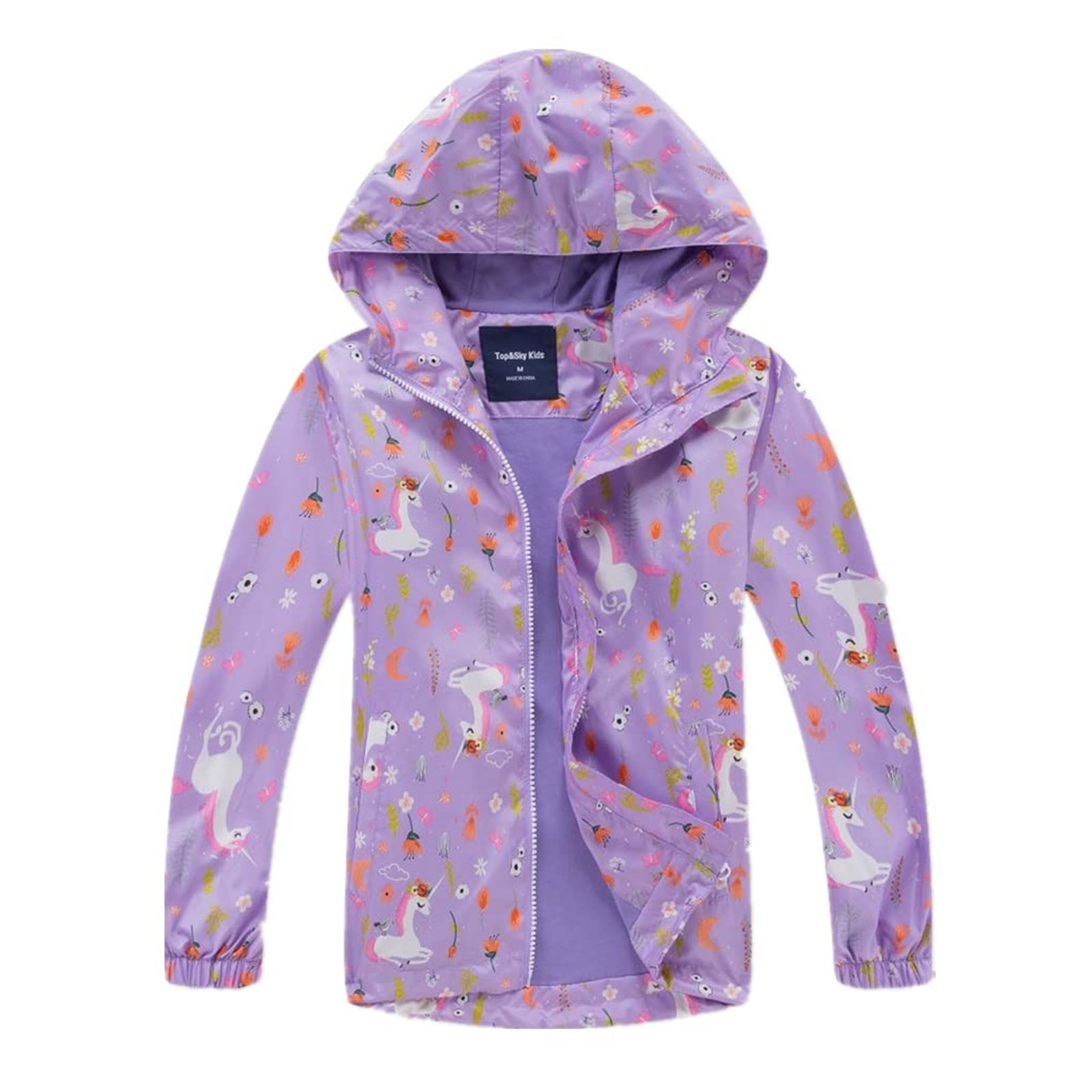 Kids Jackets Windbreakers Hooded Lightweight Waterproof Coat Raincoats,Cartoon Outdoor Fleece