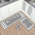 Grey Buffalo Plaid Kitchen Mat Set of 2 Non Slip Thick Kitchen Rugs and
