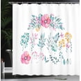thumbnail image 3 of Ambesonne Flower Shower Curtain, Watercolor Blossoms Leaves, 69"Wx84"L, Pastel Pink Pale Seafoam, 3 of 4
