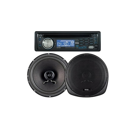 BOSS AUDIO 647CK Package Includes 637UA Single-Din CD AM/FM CD Receiver With USB Port Plus one Pair of 6.5 inch Speakers