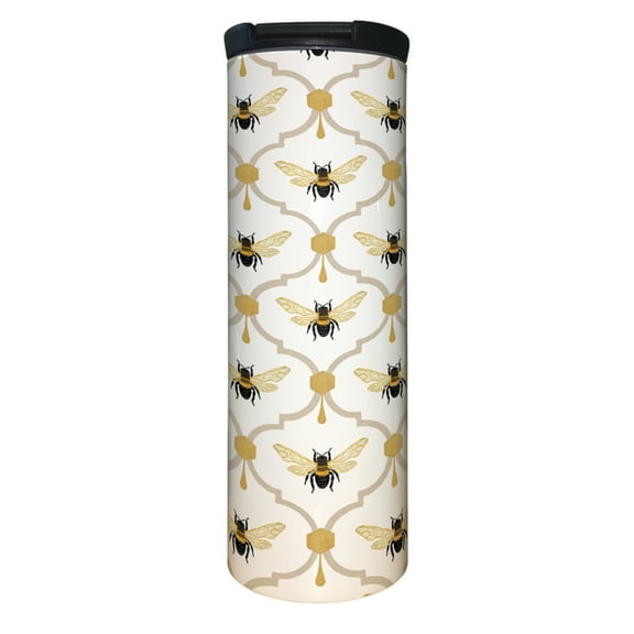 Highland Home All the Bees 17 oz. Double Wall Stainless Steel Tumbler w/Lid