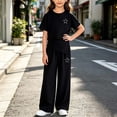 thumbnail image 5 of Amidoa Girls Summer Outfit Sets 2 Piece T-Shirt Graphic Short Sleeve and Casual Pants Set Kids Clothing Sets Black Size 14, 5 of 5