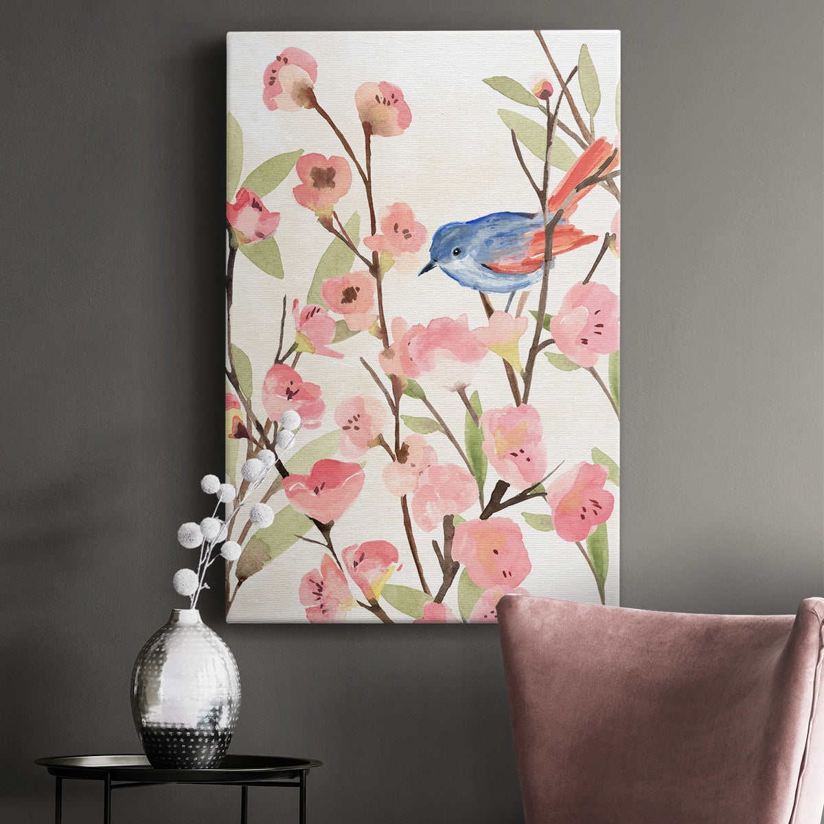 Cherry Blossom Perch II Premium Gallery Wrapped Canvas - Ready to Hang