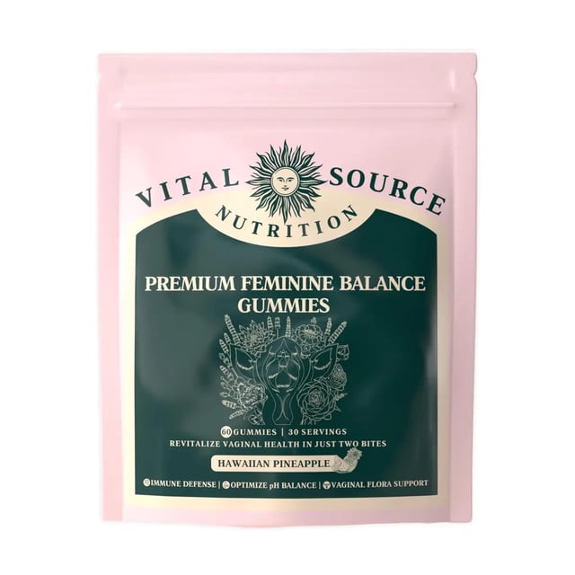 Vital Source Nutrition Equilibrio Femenino Premium 60 Gomitas Suplemento Vegano con Piña Natural y Probióticos