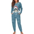 thumbnail image 4 of DISNIMO Cat Snowflake Printed Womens Pajama Sets 2 Piece Pj Sets Long Sleeve Top Wide Leg Pants Lounge Set Christmas Soft Sleepwear with Pocket Round Neck Nightwear, 2XL, 4 of 7