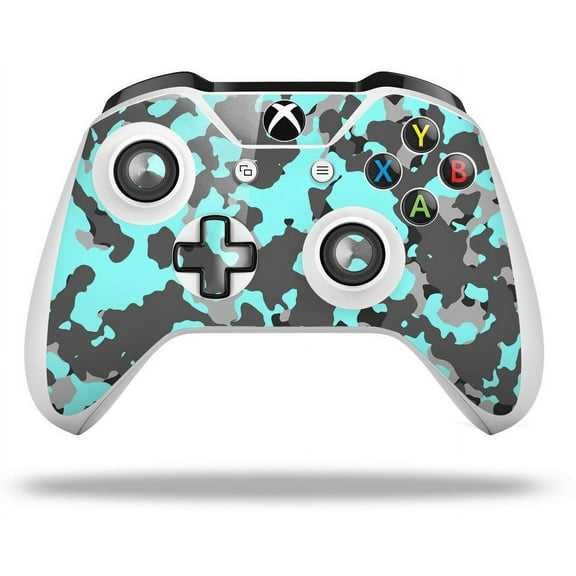WraptorSkinz Decal Skin Wrap Set works with 2016 and newer XBOX One S / X Controller WraptorCamo Old School Camouflage Camo Neon Teal (CONTROLLER NOT INCLUDED)