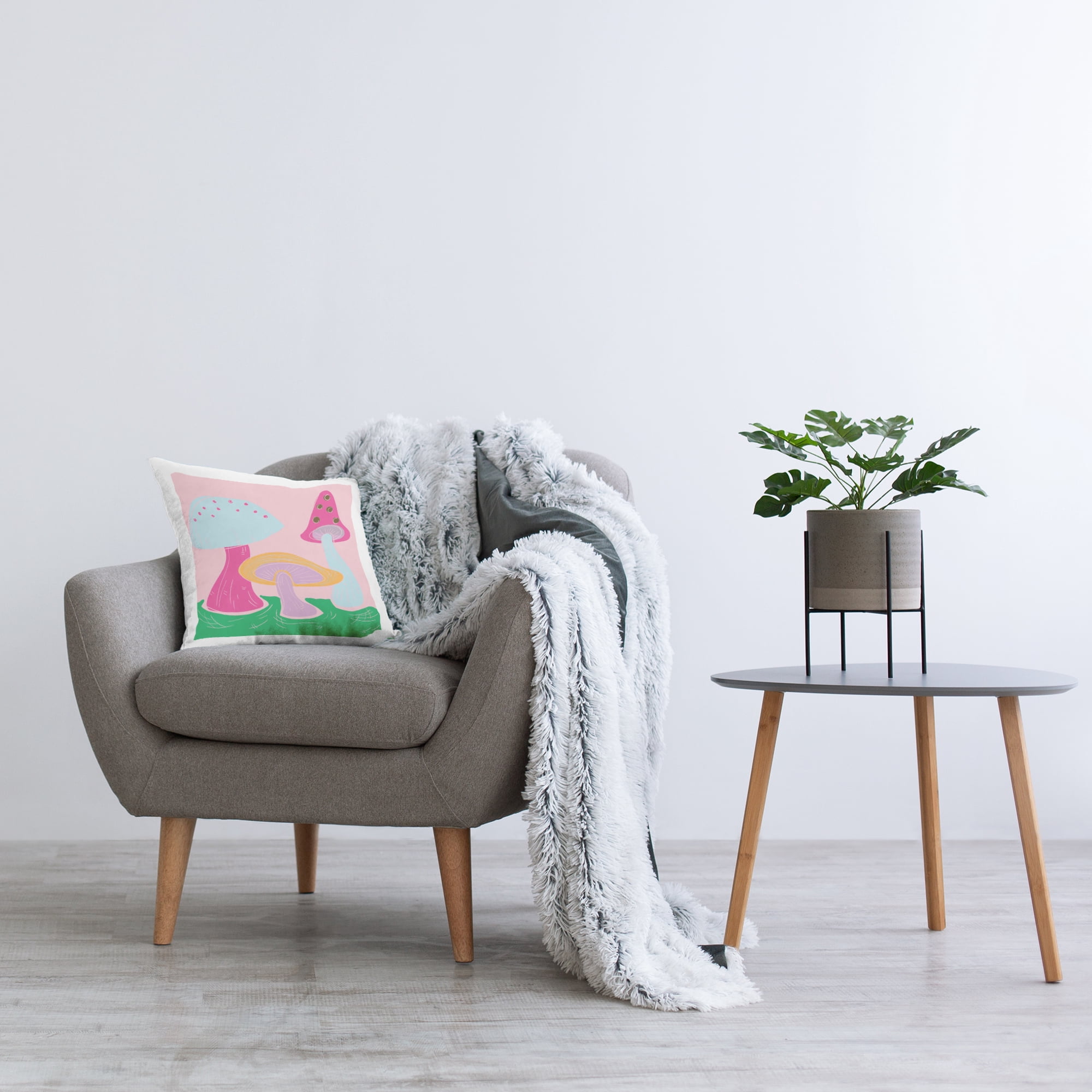 Stupell Industries Groovy Mushrooms Dancing Decorative Printed Throw Pillow Design by Deidre Mosher.