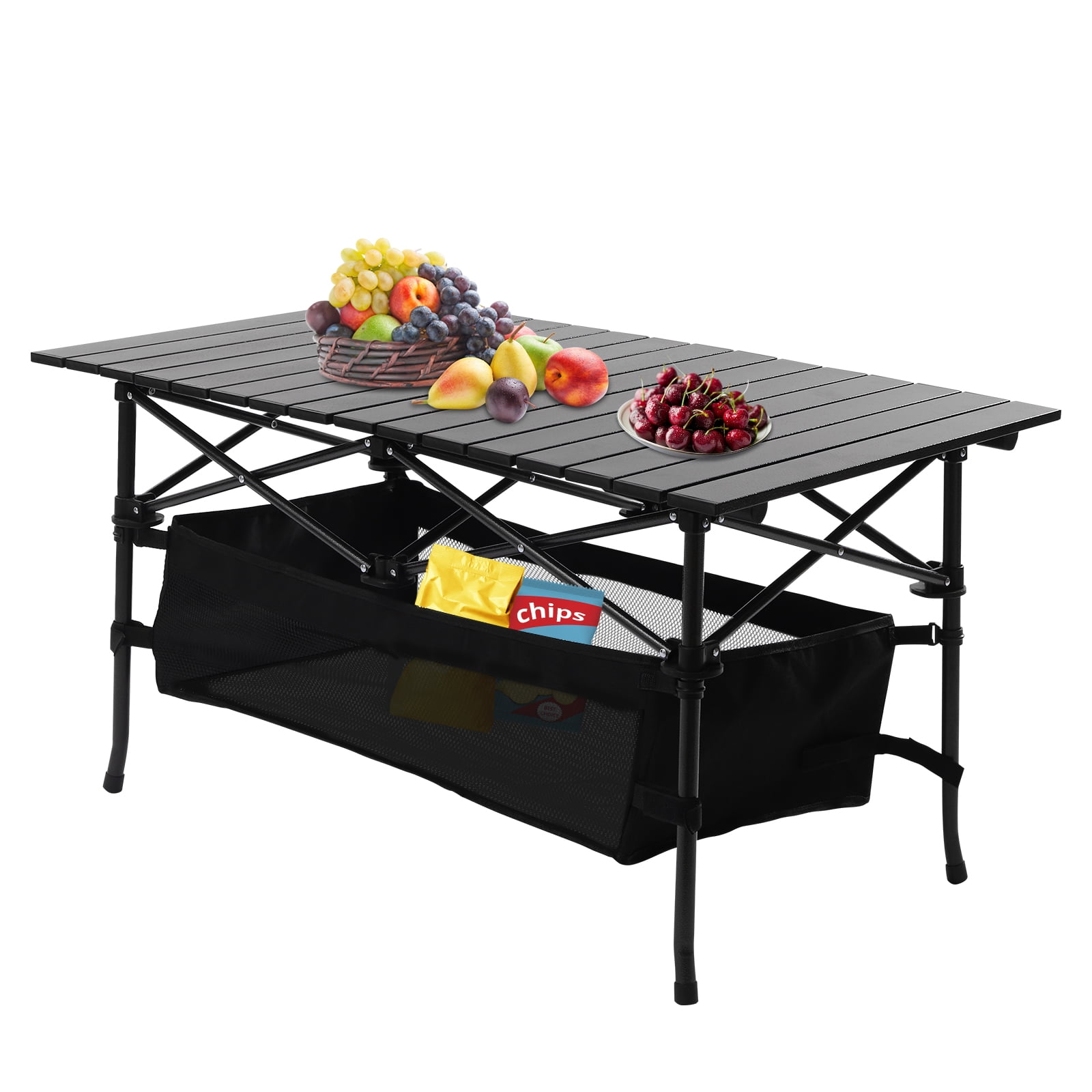 Folding Camping Table, Portable Outdoor Iron+Aluminum Rectangular