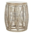thumbnail image 3 of SAFAVIEH Maui Nautical Rattan Round Drum Stool Table, Grey White Wash, 3 of 7