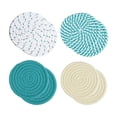 thumbnail image 2 of Woven Round Placemats Thermal Insulation Rope Cotton Heat Resistant Table Mats Durable Washable Coasters for Dining Table Kitchen Countertops Coffee Pots Bowls Indoor Outdoor Use, 2 of 7