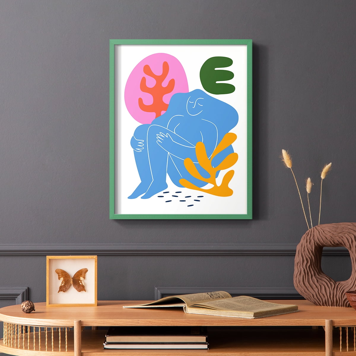 Matisse CDXLI in Green Solid Wood Framed Print No Nail Hanging