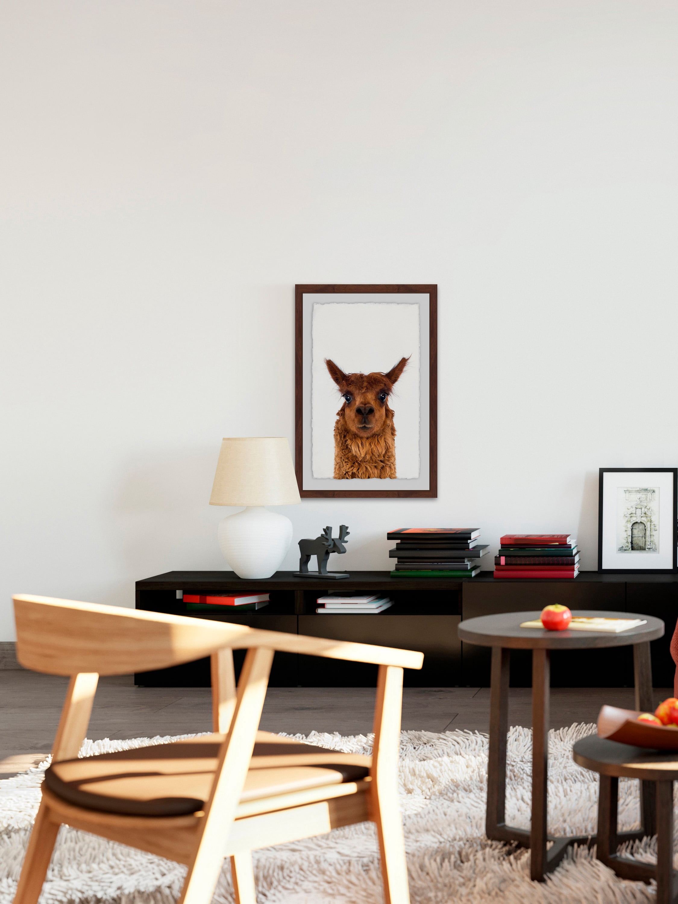 Staring Llama Framed Painting Print