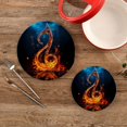 thumbnail image 2 of Fire Music Note Round Woven Potholders Set Trivets for Hot Dishe Heat Resistant Non-Slip Trivets for Cooking and Baking Kitchen Home Decor, 2 of 7