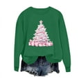 thumbnail image 5 of asdoklhq Christmas Plus Size Sweaters for Women Round Neck Hoodless Christmas Printed Casual Loose Sweatshirt Green M, 5 of 6