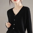 thumbnail image 1 of V-Neck Mid-Length Thin Sweater Cardigan Pure Color Spring Summer Breathable Stretchable Open Front Knitted Vest Women's Fashion, 1 of 5