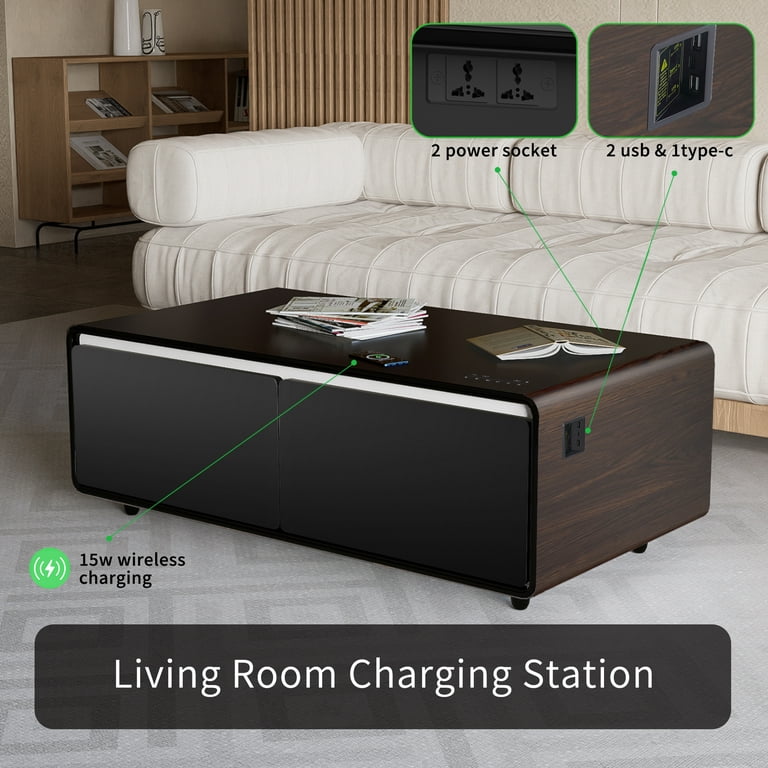 Sobro Smart Side Table - Wireless Charging, Fridge, Mood Lighting, and  Speakers